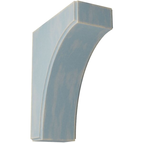 Ekena Millwork 3 1/2"W x 8"D x 10"H Clarksville Wood Vintage Decor Bracket, Driftwood Blue BKTWD04X08X10CVBU - main